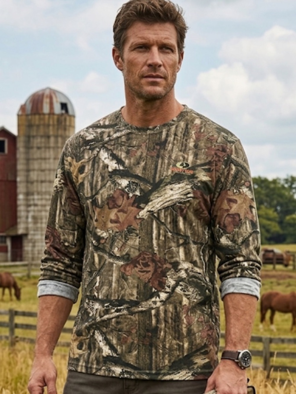 Mossy Oak Camouflage Long-Sleeve Men's Shirt Y2K